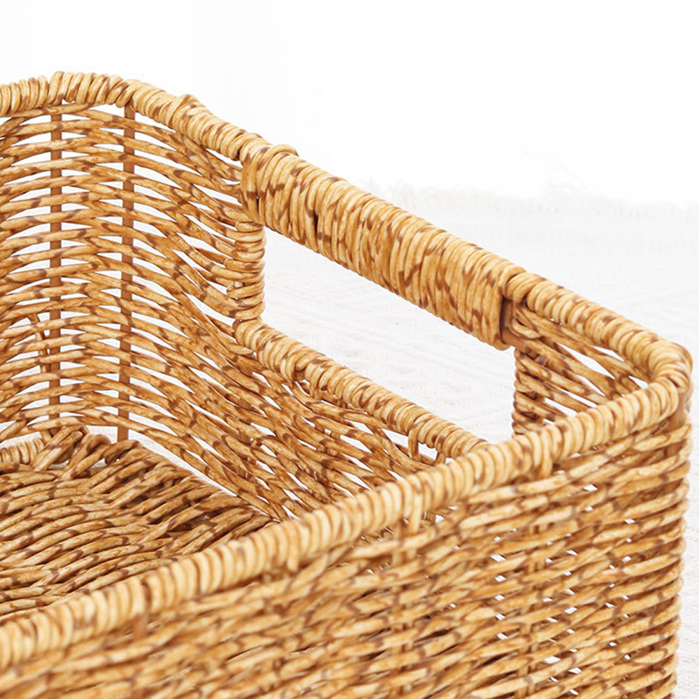 Handmade Rectangle Woven Rattan Tray Basket-Handwovenlamp