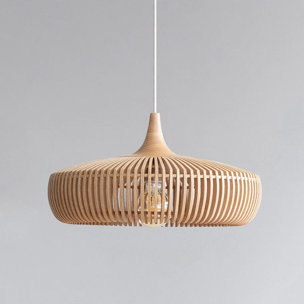 Retro Natural Wood Pendant Light Lampshade For Dining Room-Handwovenlamp
