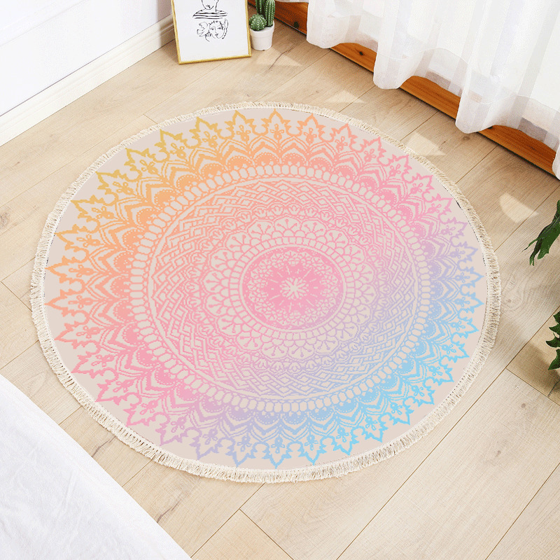 Round floor mat bedroom bedside living room decorative carpet-Handwovenlamp