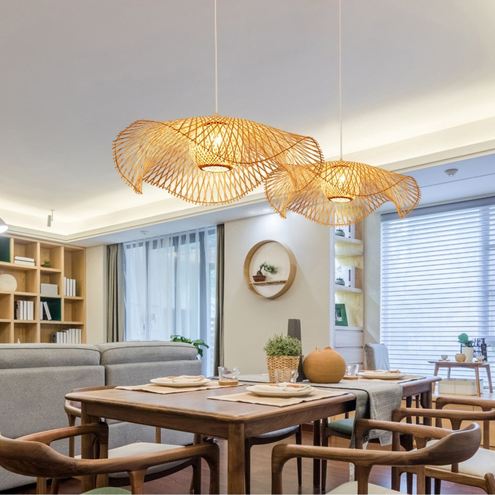 Large Hat-shape Bamboo Ceiling Light For Bedroom-Handwovenlamp