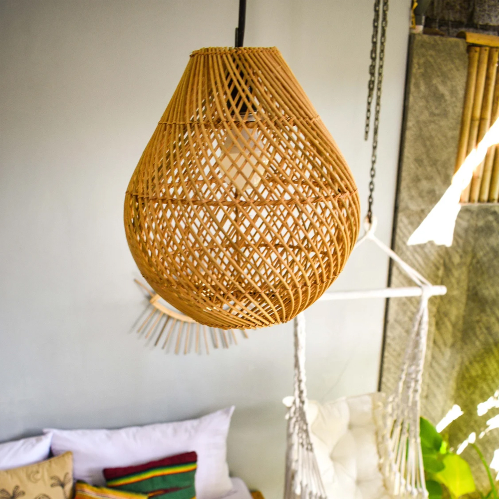 Bohemian Handmade Chandelier Pendant Kitchen Island Natural Wicker Rattan Light Shade-Handwovenlamp