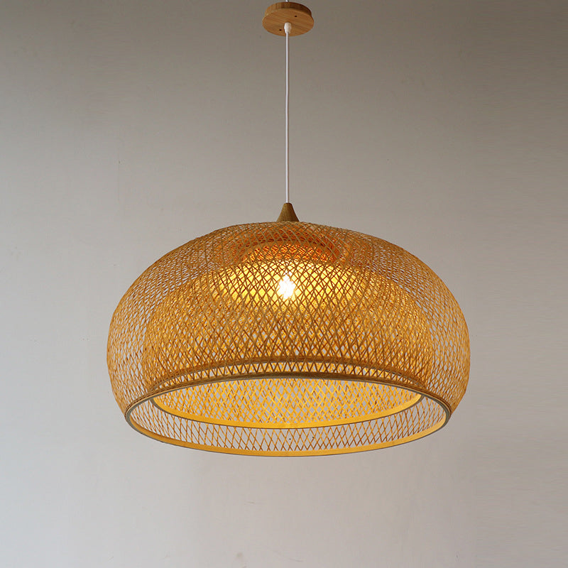 Natural Bamboo Rattan Pendant Light Handmade Wicker Hanging Lamp-Handwovenlamp