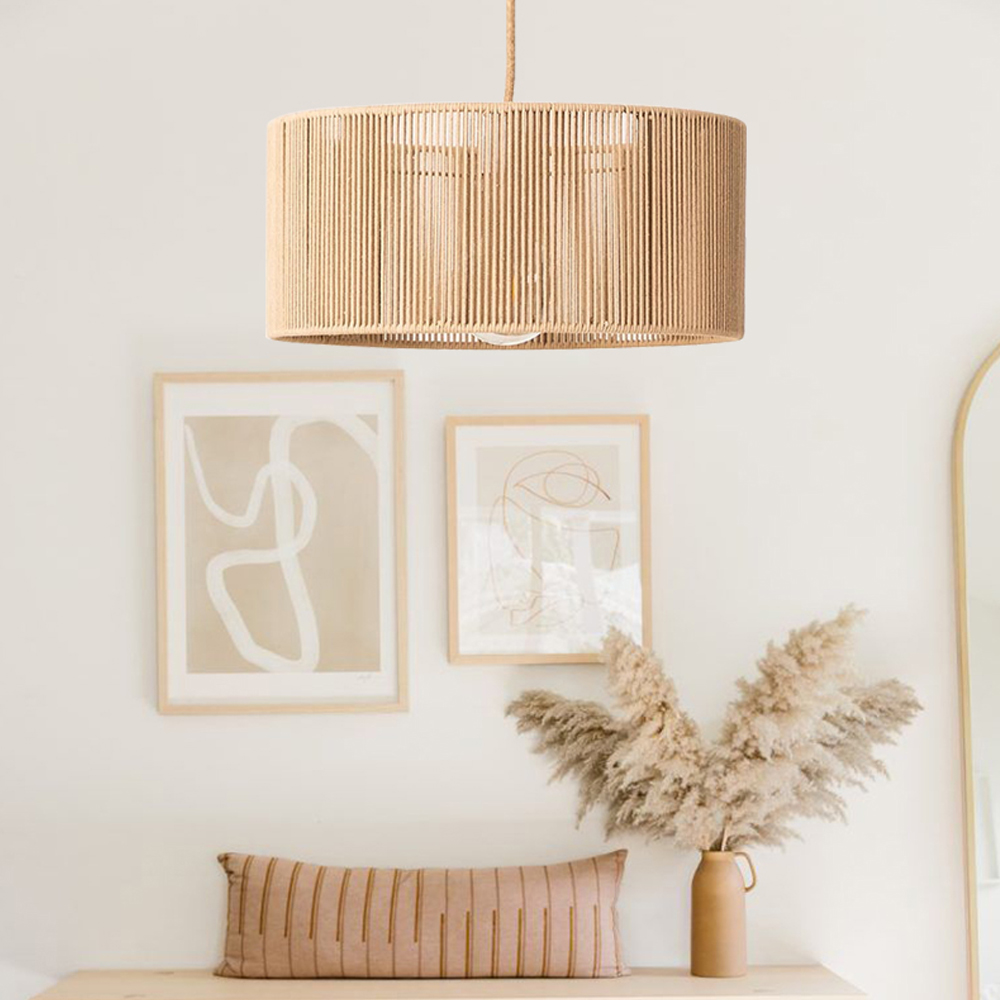 Handmade Boho Rope Pendant Lamps Parlor Ceiling Hanging Light Shade-Handwovenlamp