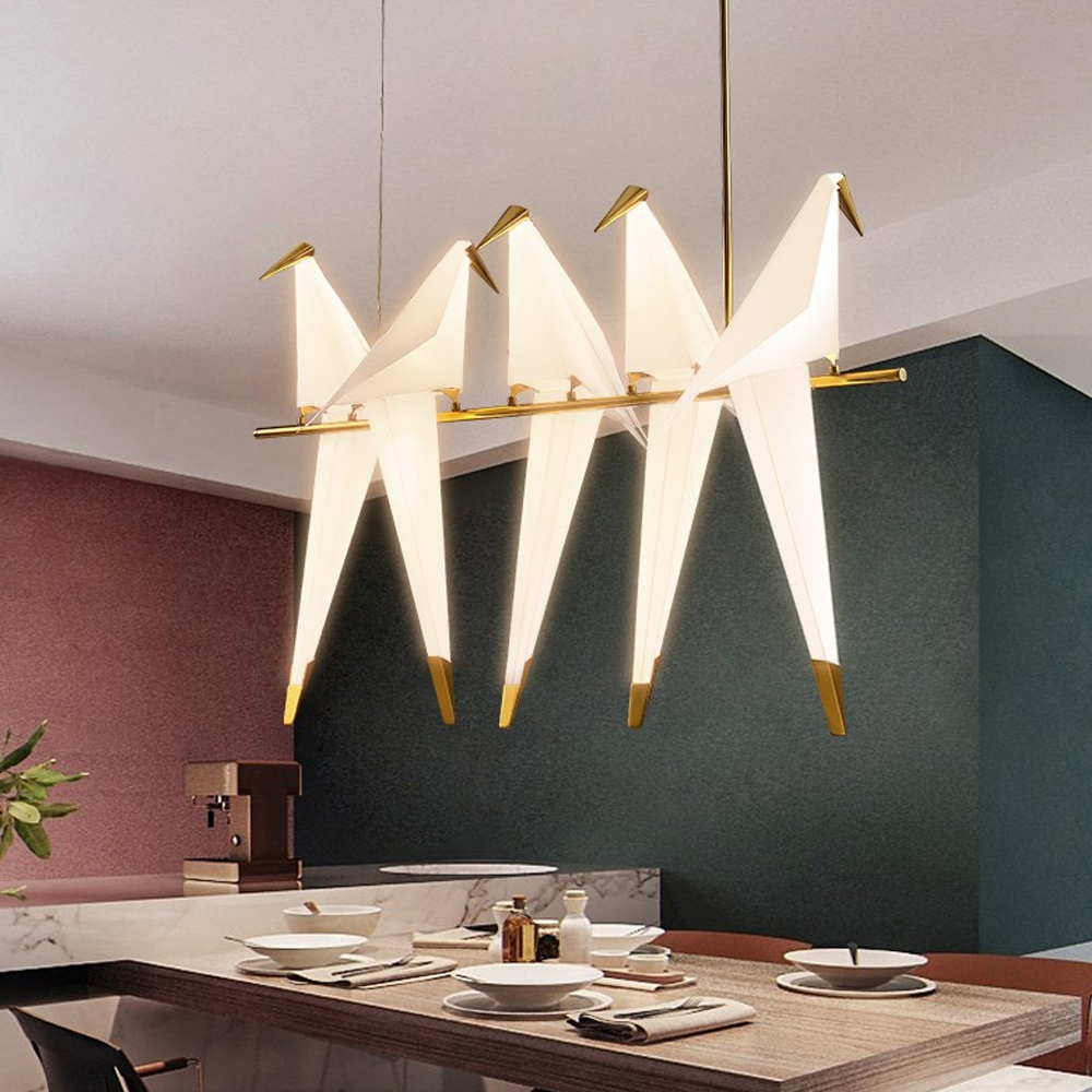 Dutch Minimalist Acrylic Ceiling Light Origami-Bird Pendant Lamps-Handwovenlamp