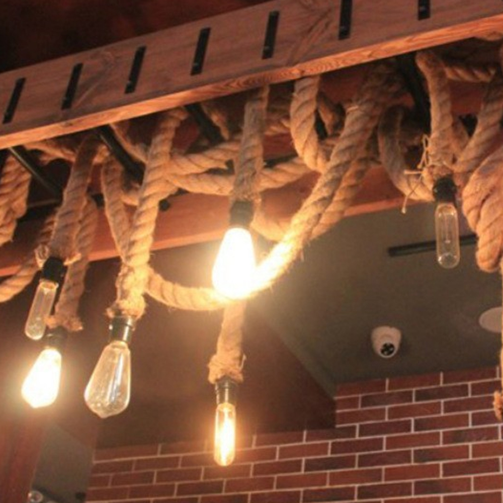 Industrial hemp rope E27 screw lamp holder single head double head chandelier Accessories-Handwovenlamp