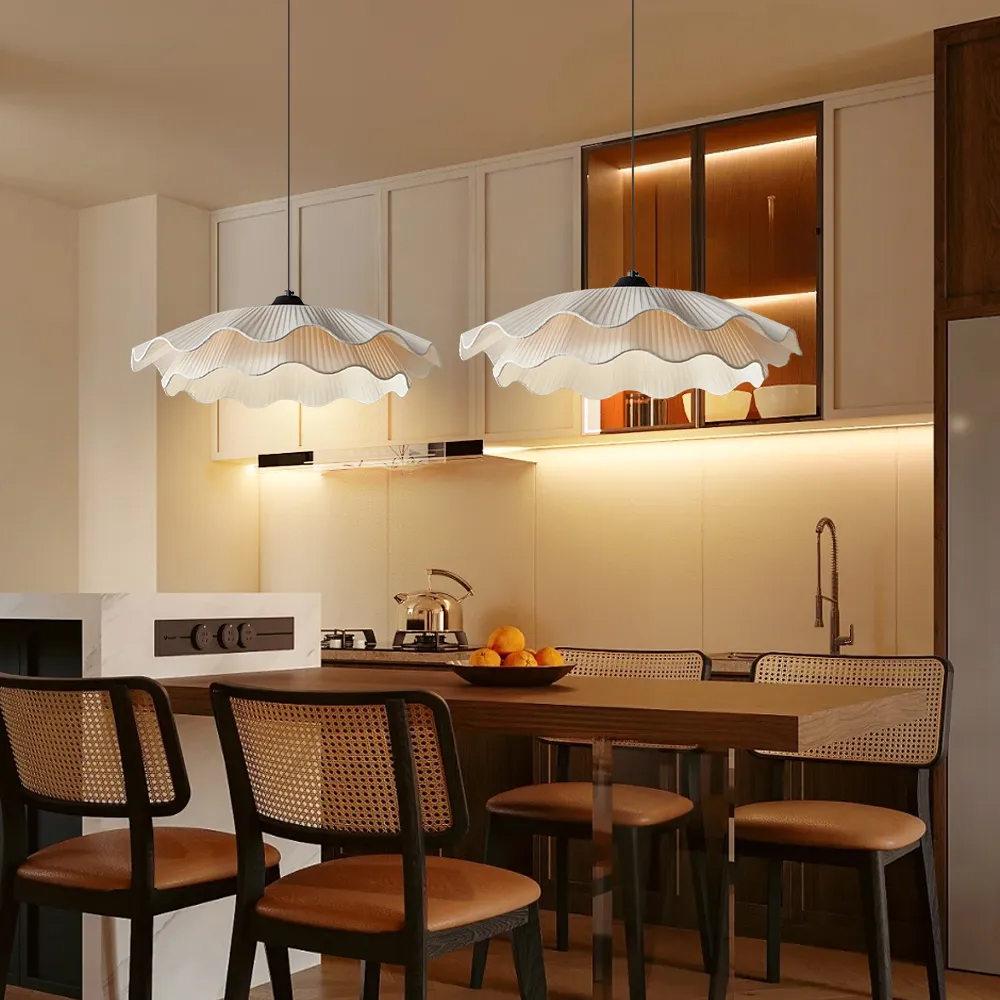 French Simple Fabric Pendant Light For Bedroom Dining Room-Handwovenlamp