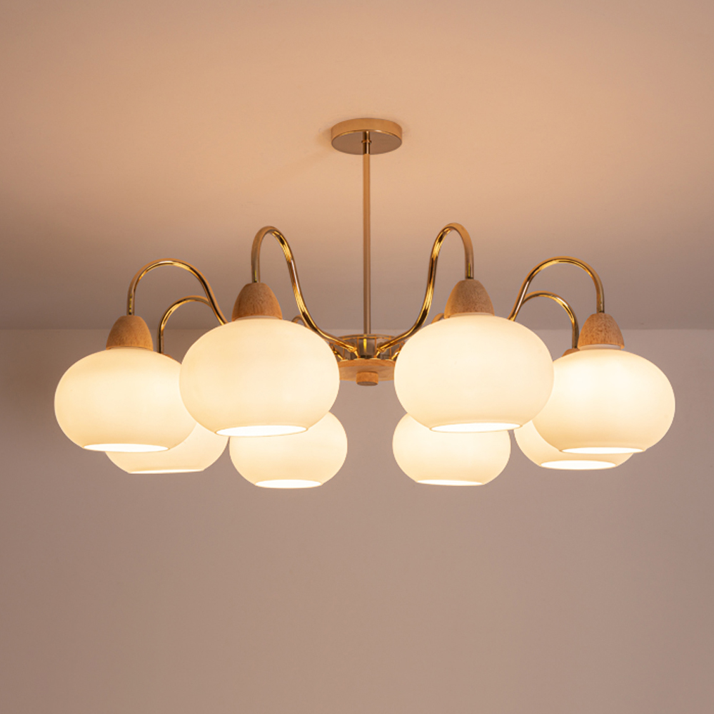 French Bauhaus Living Room Persimmon Glass Chandelier Retro Dining Room Lamps-Handwovenlamp