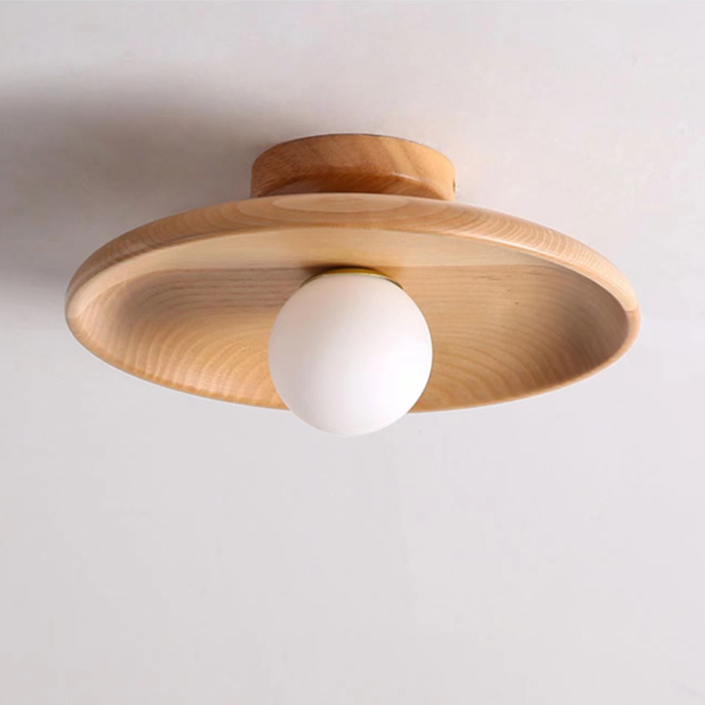Japanese-style Aisle Small Lamp Flush Mount Solid Wooden Ceiling Light For Dining Room-Handwovenlamp