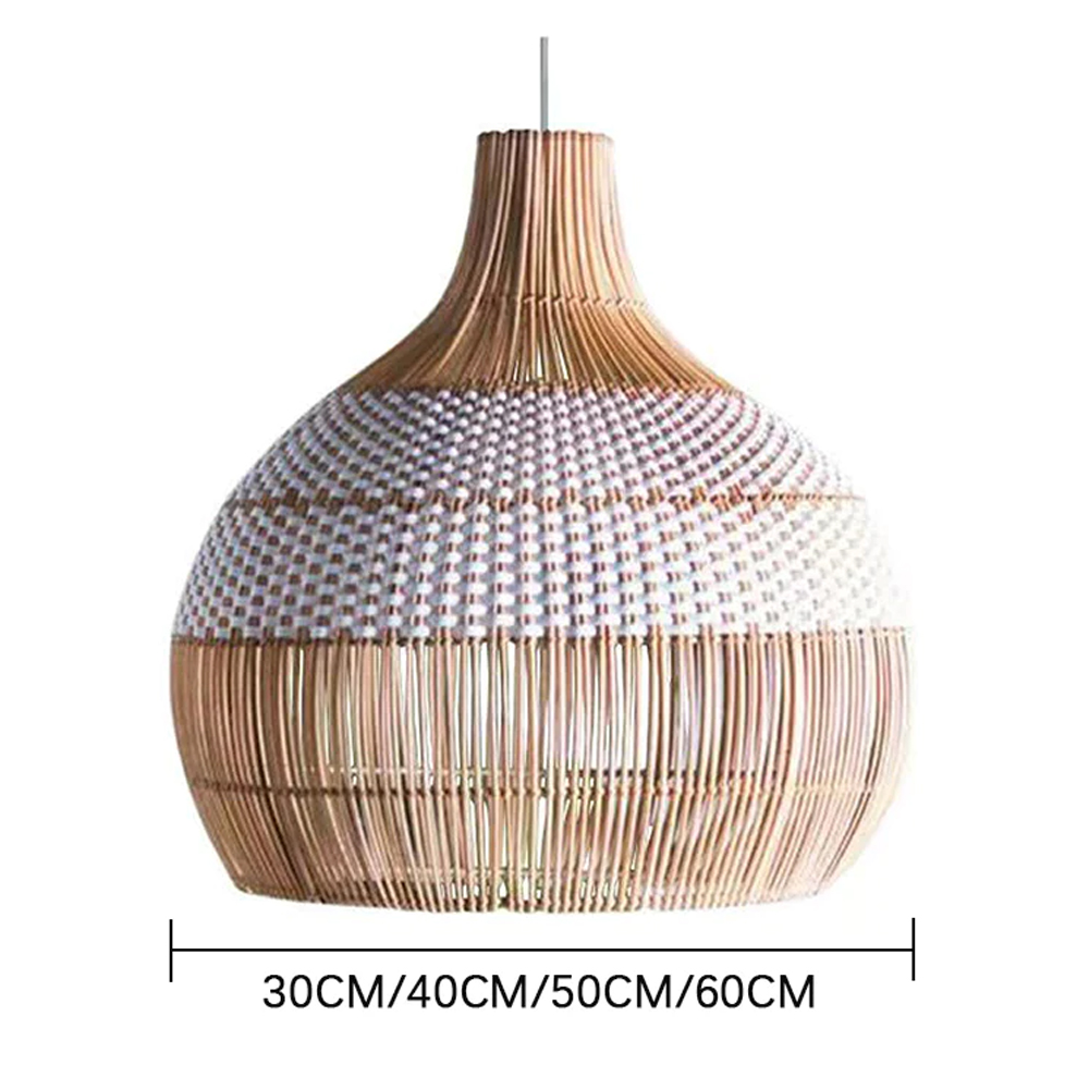 White Rattan Pendant Light Woven Rattan Lampshade-Handwovenlamp