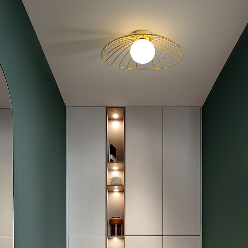 Nordic Balcony Metal Ceiling Lamp Luxury Corridor Flush Mount Light-Handwovenlamp