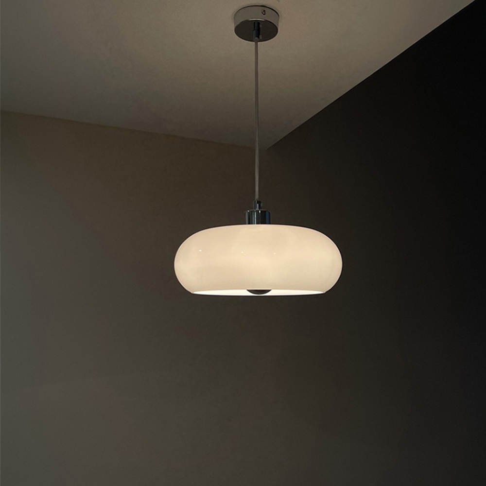 Milk White Glass Pendant Light Dining Room Hanging Chandelier-Handwovenlamp
