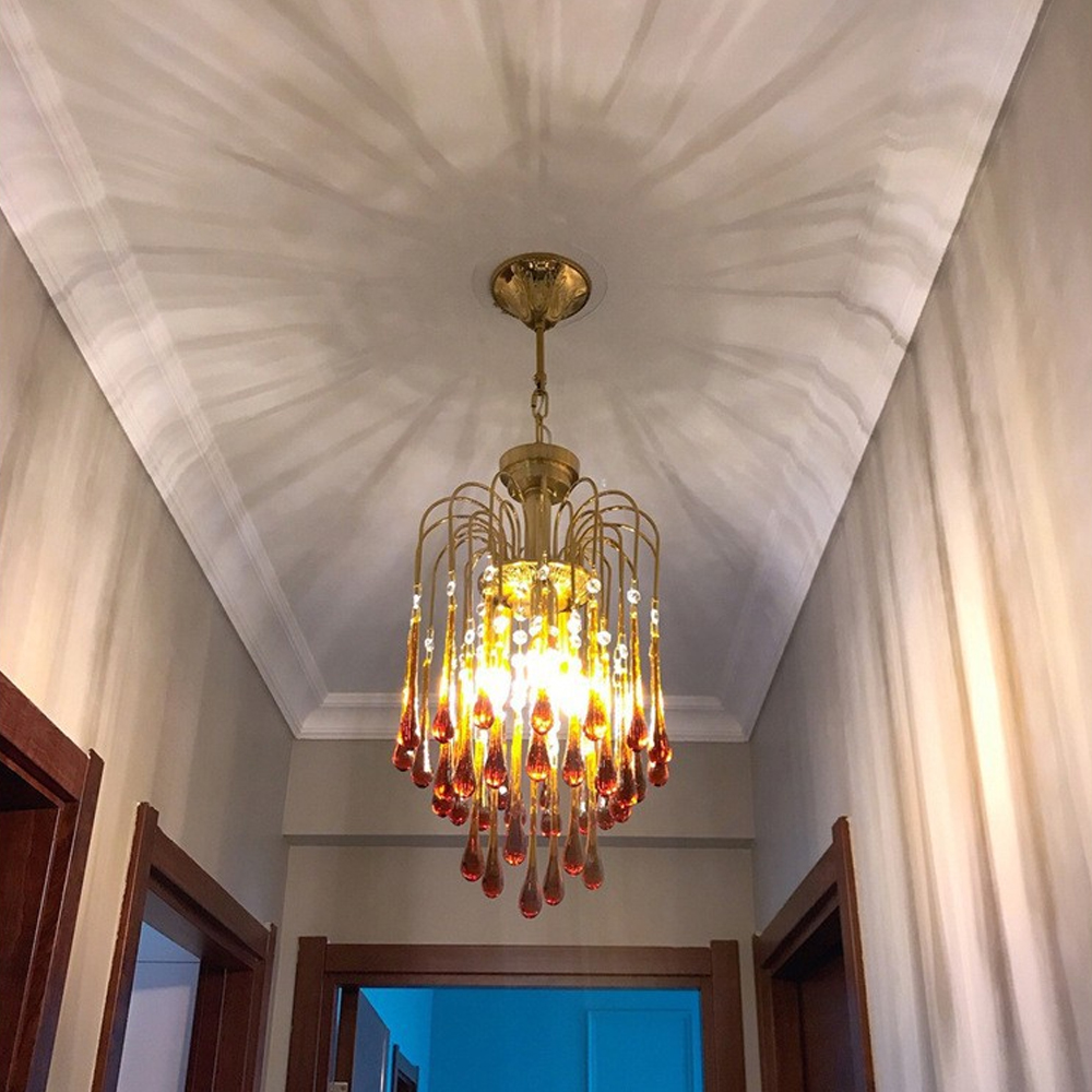 Classical Drop Glass Chandelier Italian Design Living Room Crystal Lighting-Handwovenlamp