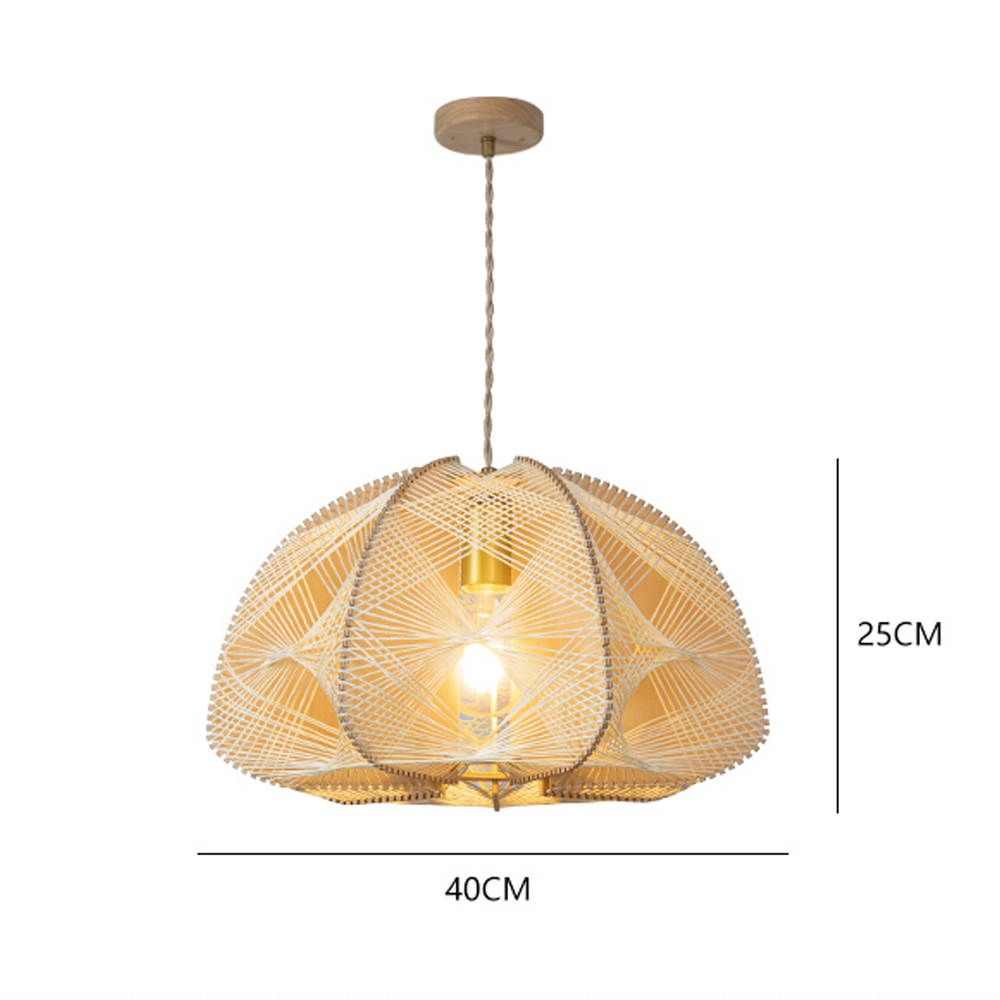 French Vintage Rope Pendant Light Fixture Living Room Wooden Chandelier-Handwovenlamp