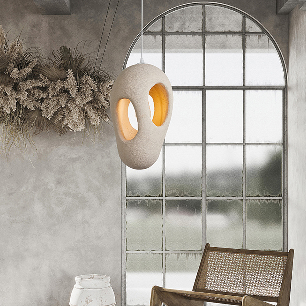 Japanese Retro Handmade Hanging Lamp High Density Polystyrene Wabi Sabi Pendant Light-Handwovenlamp