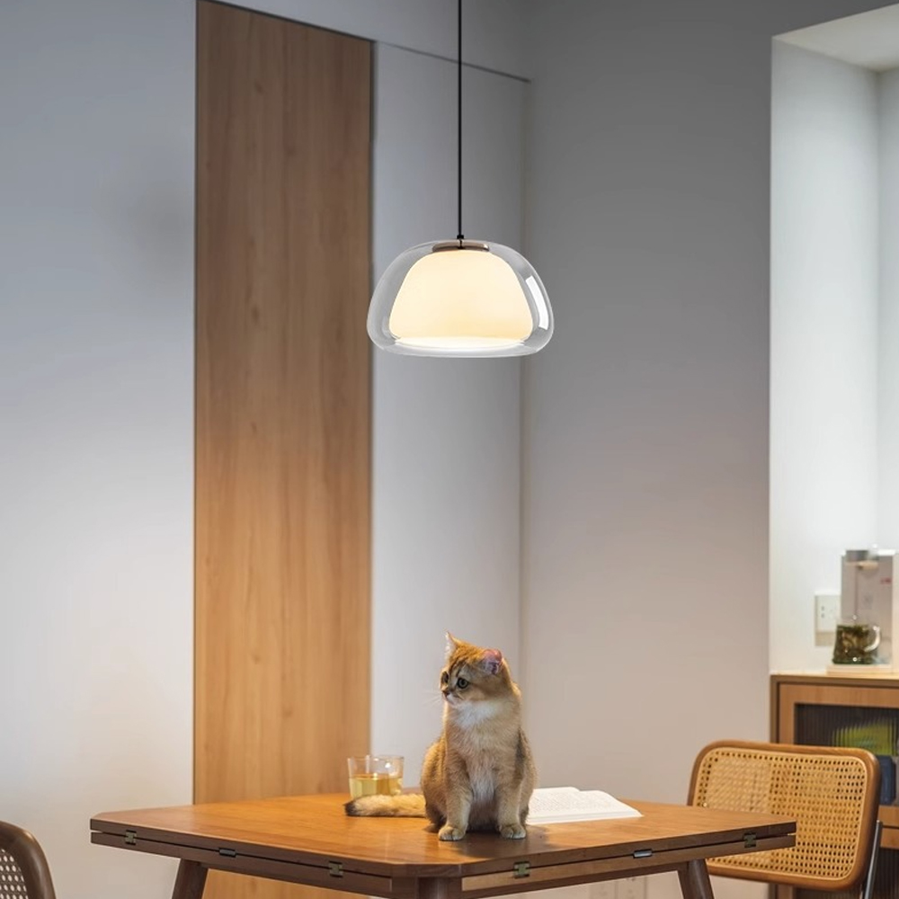 Danish Creative Cream Style Glass Pendant Light Simple Aisle Cafe Decorative Lamp-Handwovenlamp