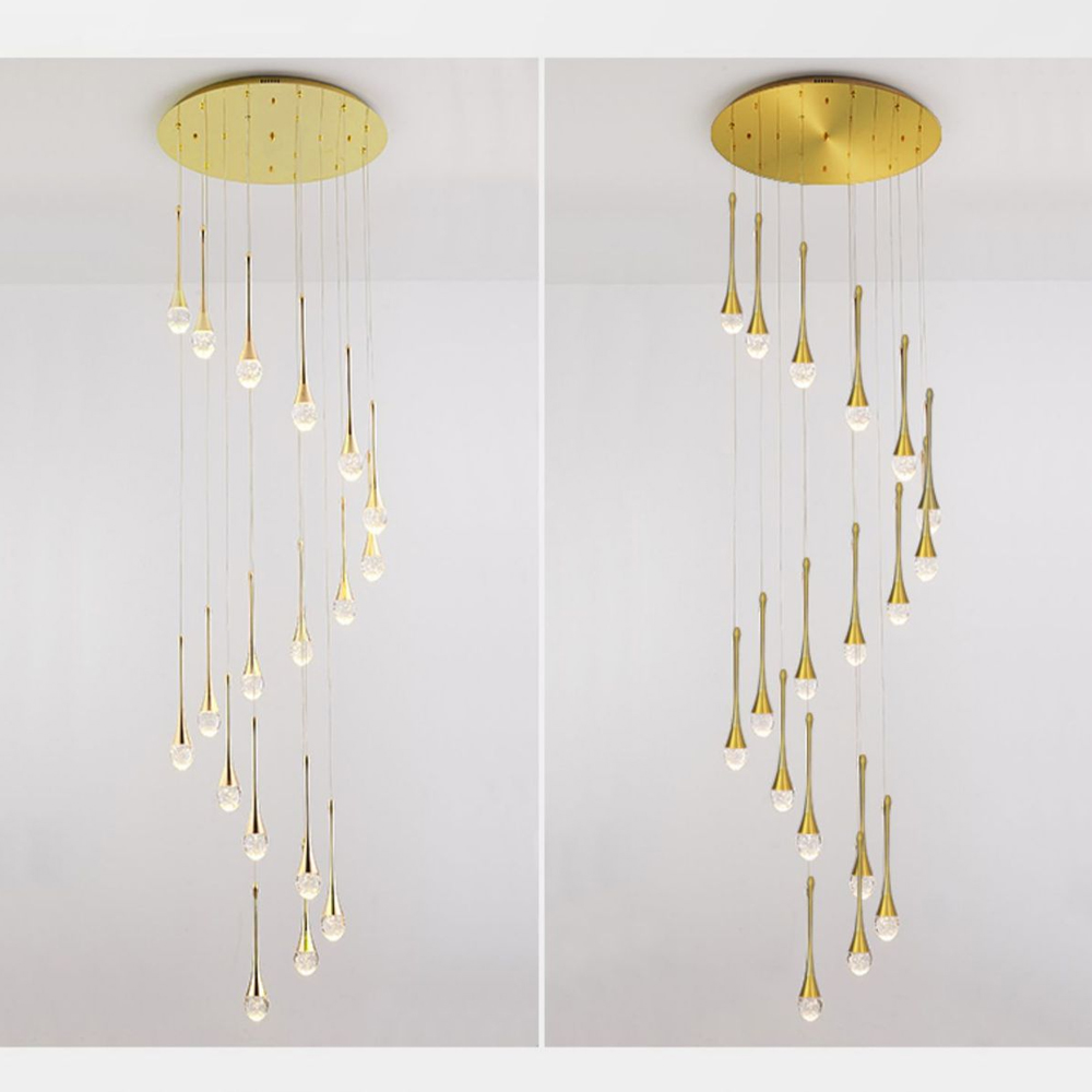 Modern Minimalist Staircase Chandelier Creative Soft Light Duplex Chandelier Restaurant Villa Spiral Stairwell Long Chandelier-Handwovenlamp