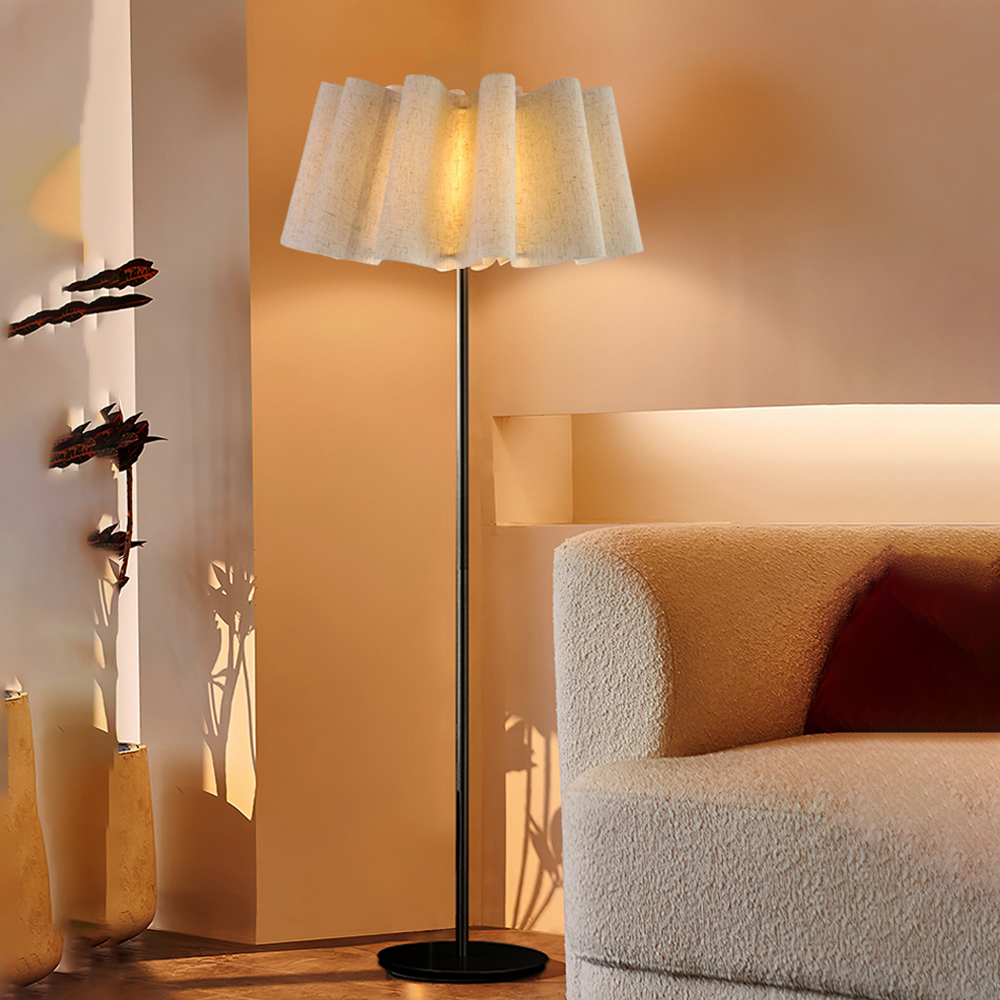 Japanese Retro Artistic Fabric Floor Lamp Wabi-sabi Living Room Lampshade-Handwovenlamp