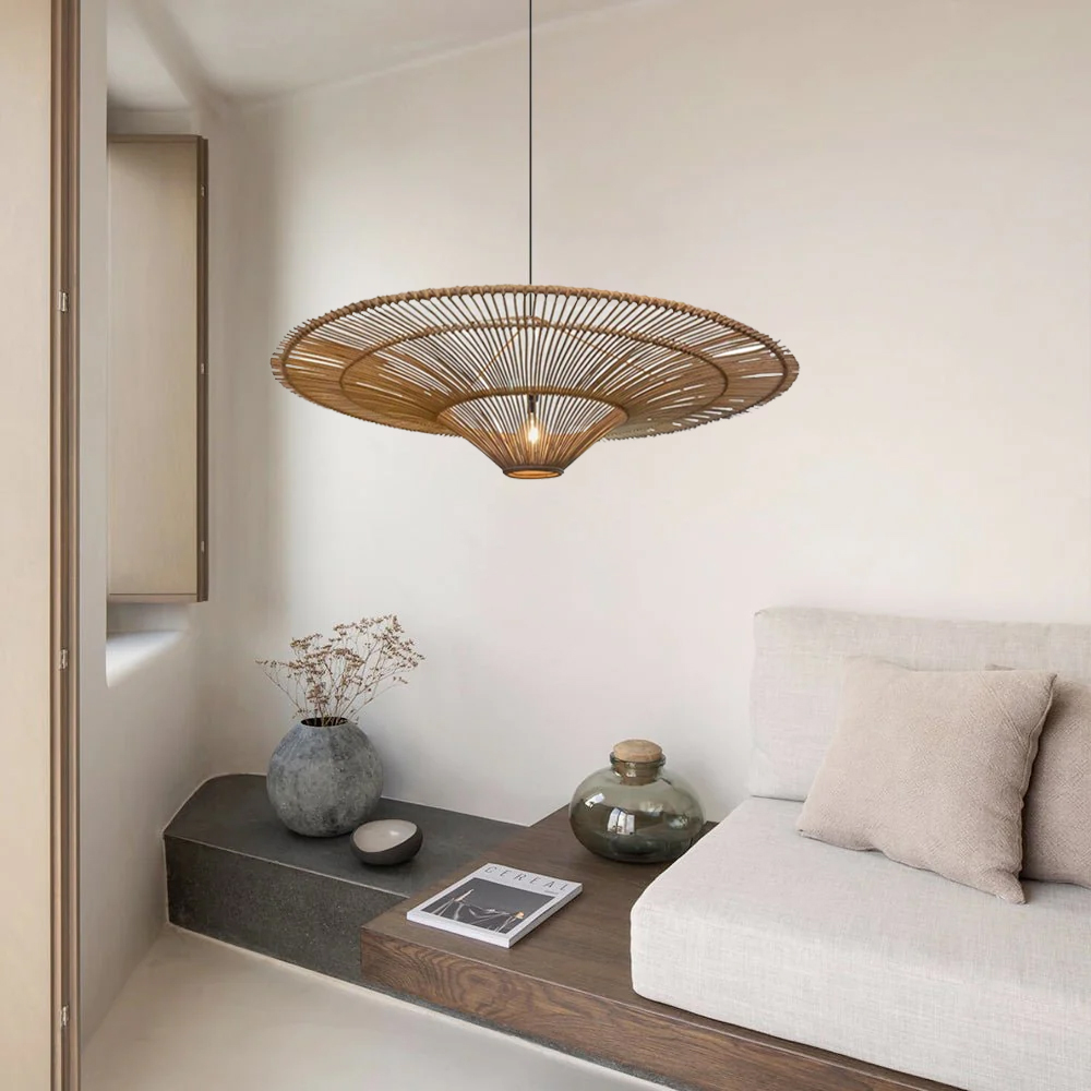 Large Modern Rattan Pendant Light Ceiling Lampshade 60CM-Handwovenlamp