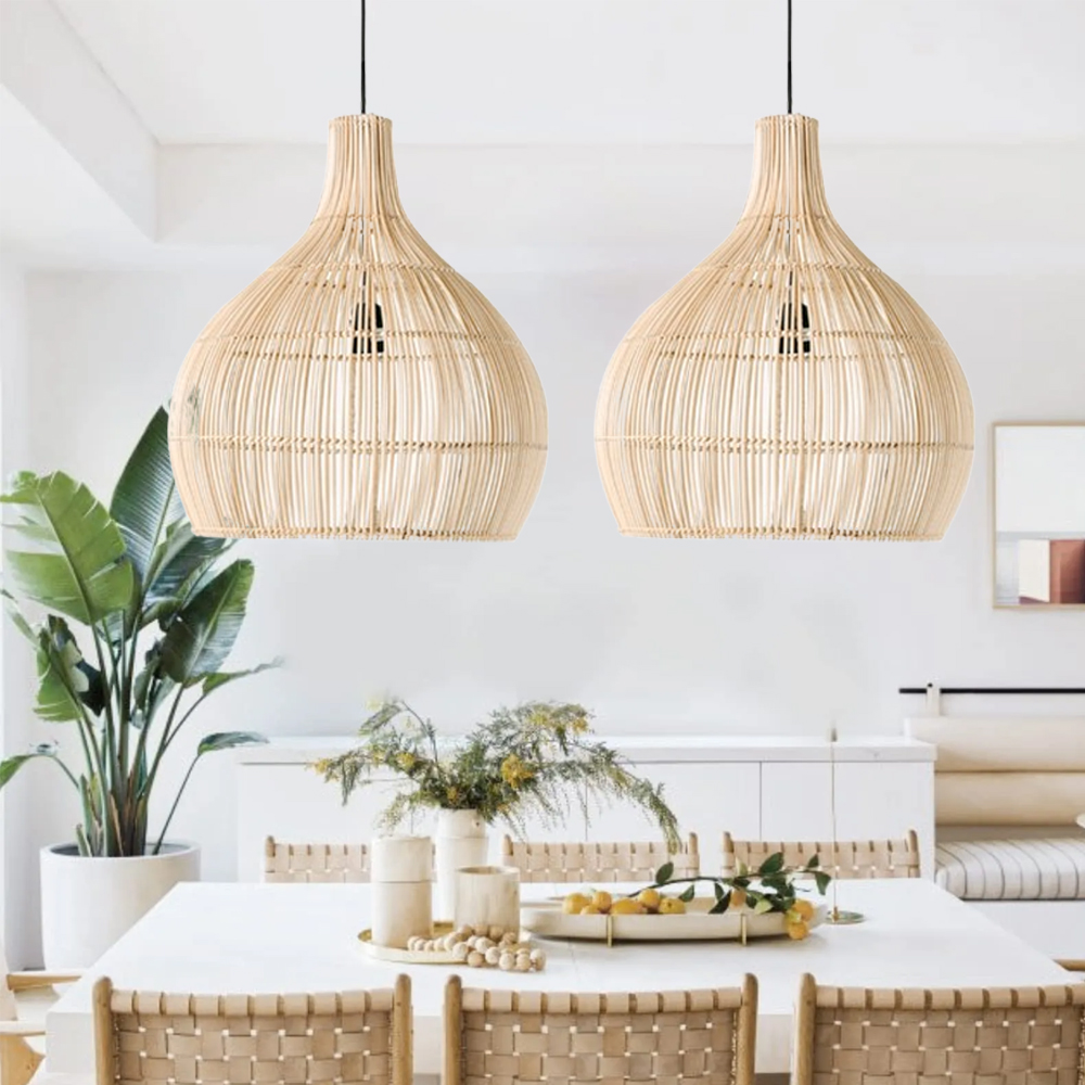 Japanese Style Retro Rattan Chandelier Creative Hotel Inn B&B Room Pendant Lamp-Handwovenlamp