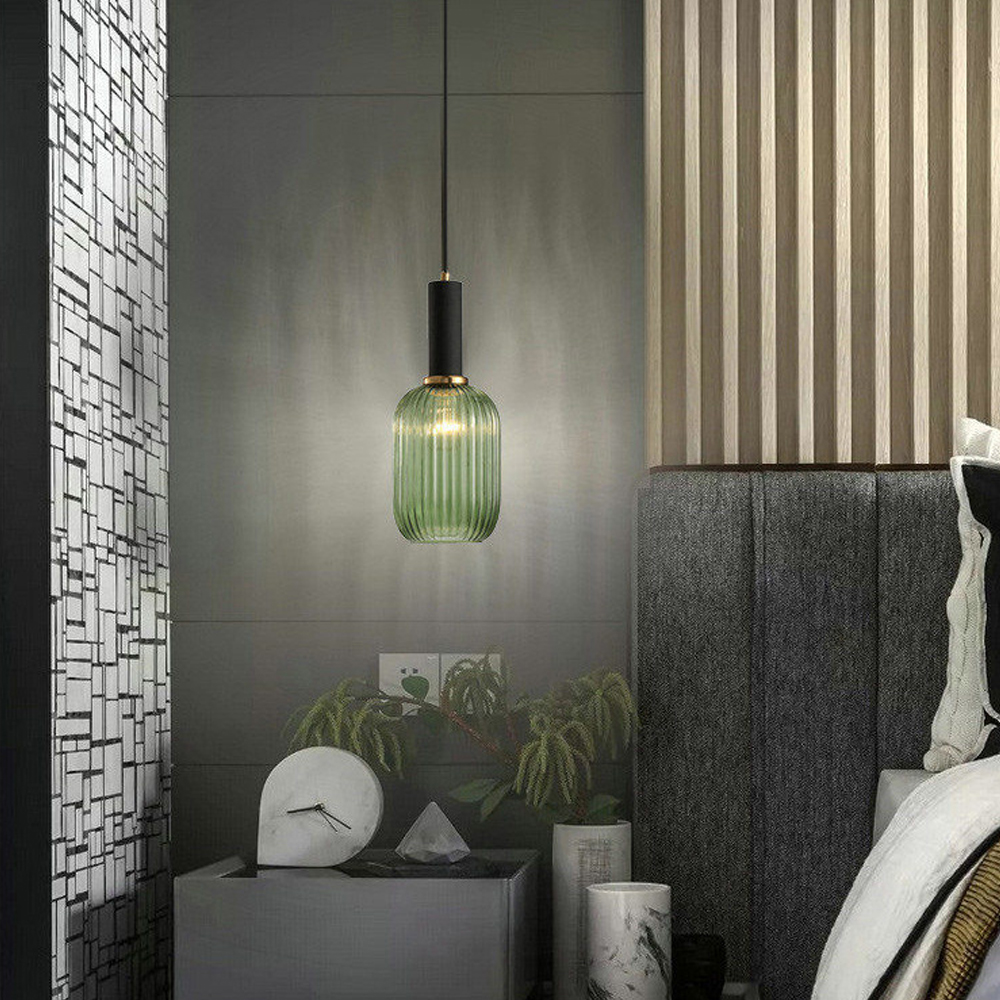 Dark Green Small Glass Pendant Light Kitchen Island Restaurant Retro Chandelier American Home Lighting-Handwovenlamp