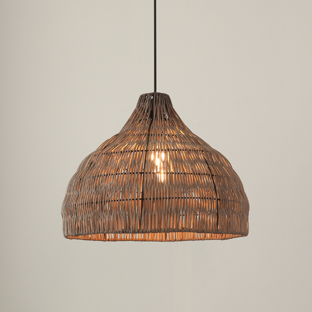 Wabi-sabi Style Stair Chandelier Duplex Loft Villa Rattan Pendant Lamp-Handwovenlamp