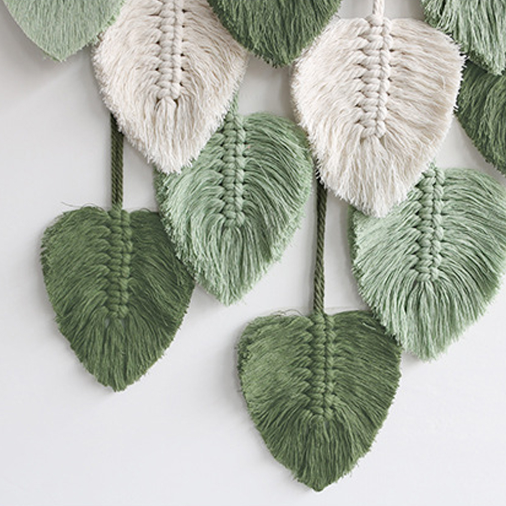 Bohemian Wall Decor Hand-woven Cotton Rope Leaf Tapestry Living Room Design-Handwovenlamp
