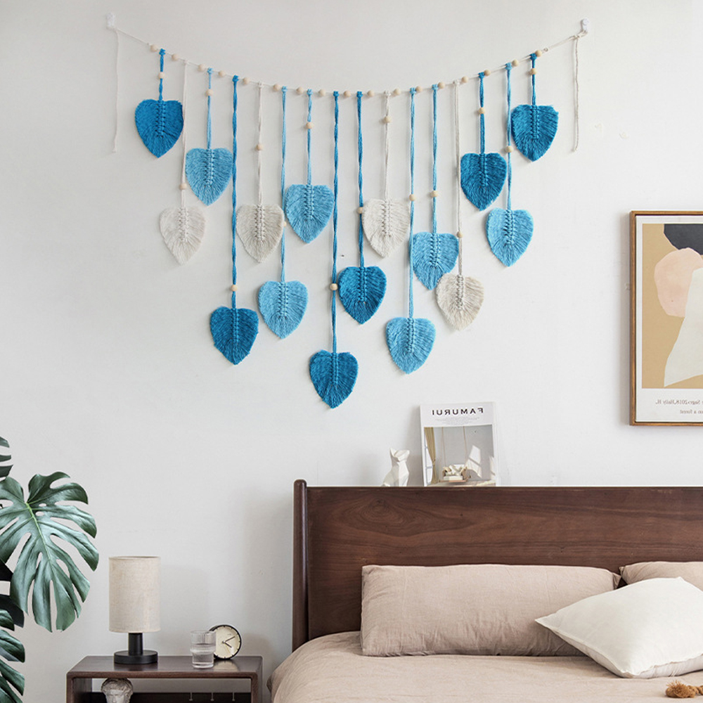 Bohemian Decorative Handwoven Leaf Tapestry Children's Room Background Tassel Wall Hanging-Handwovenlamp