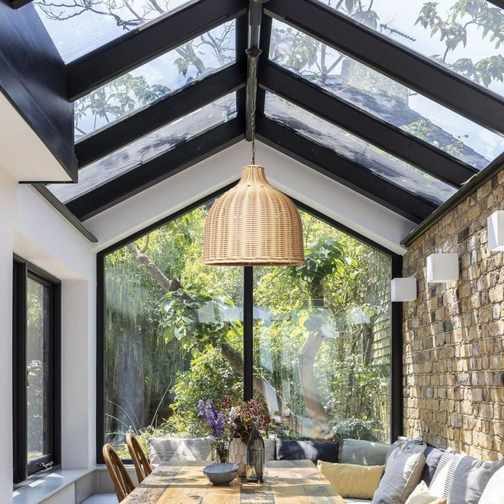 Courtyard Garden Terrace Rattan Pendant Light Outdoor Waterproof Balcony Hanging Lamp-Handwovenlamp