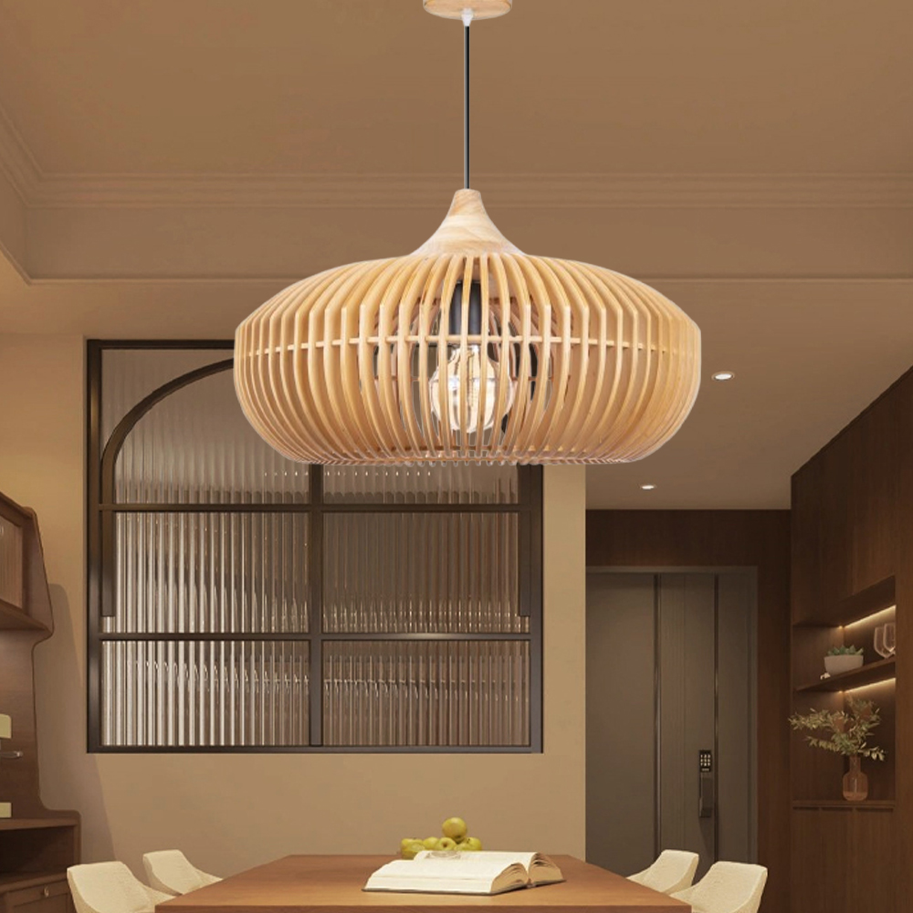 Japanese Retro Bar Table Wooden Pendant Lights Restaurant Lamp Medieval Lamp Fixture-Handwovenlamp