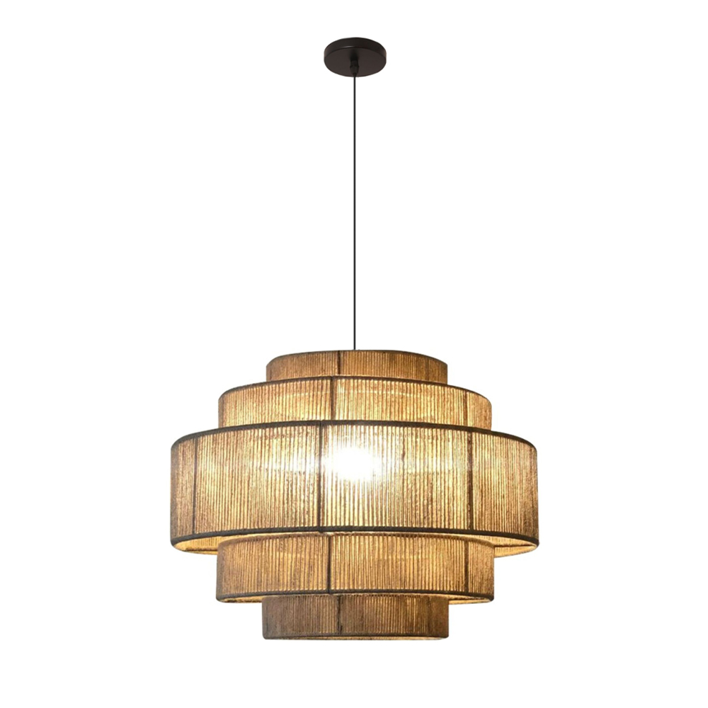 Japanese Chandelier Wabi-sabi Living Room Hemp Rope Pendant Light Southeast Asian lamps-Handwovenlamp