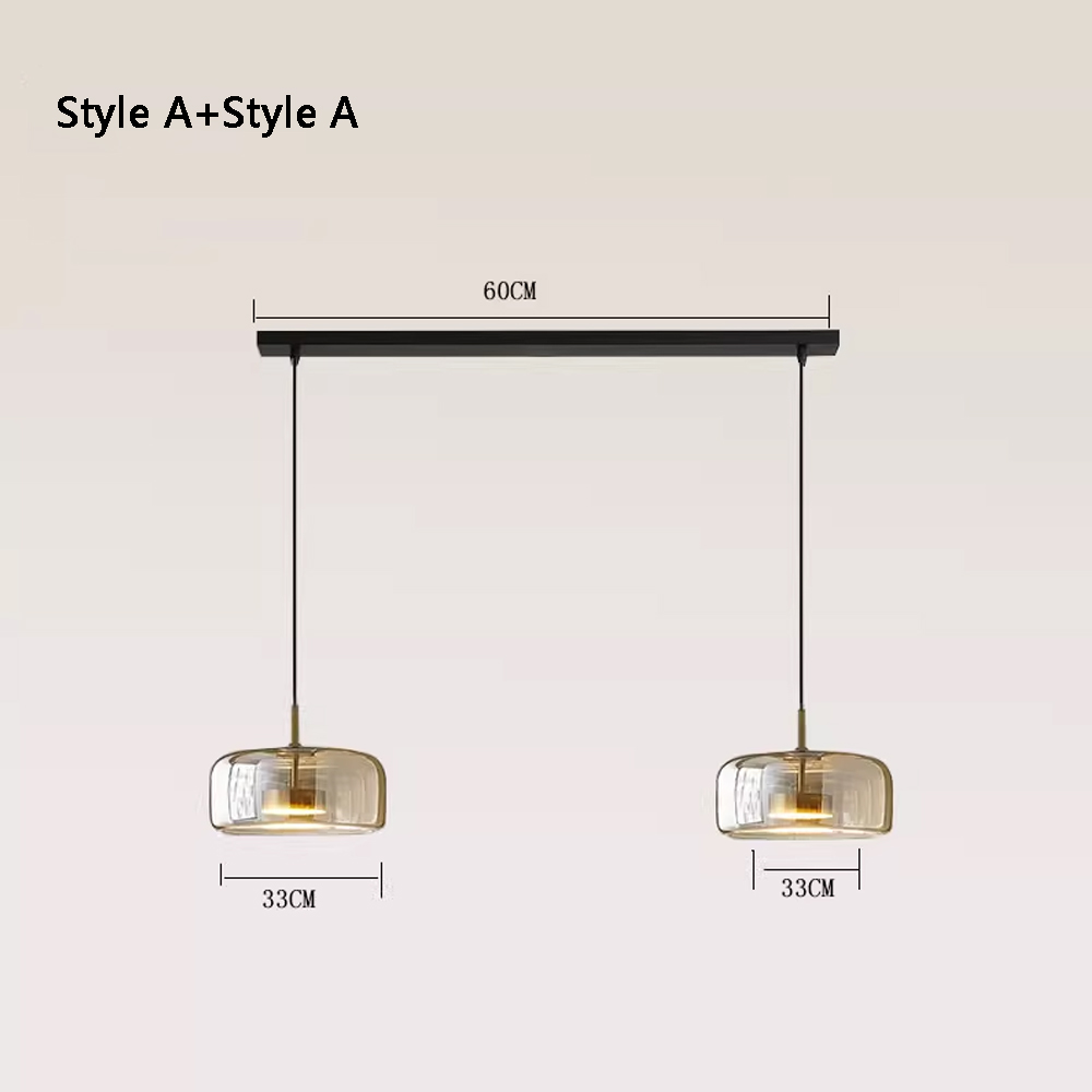 Nordic Modern Glass Pendant Light Multi-head Restaurant Lamps-Handwovenlamp