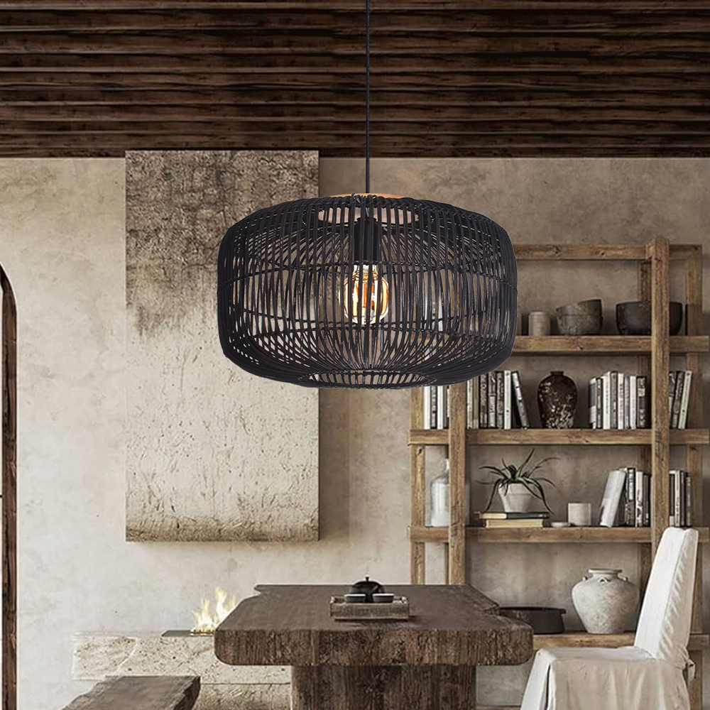Wabi-sabi Style Retro Rattan Chandelier Japanese B&B Restaurant Hand-woven Pendant Lights-Handwovenlamp