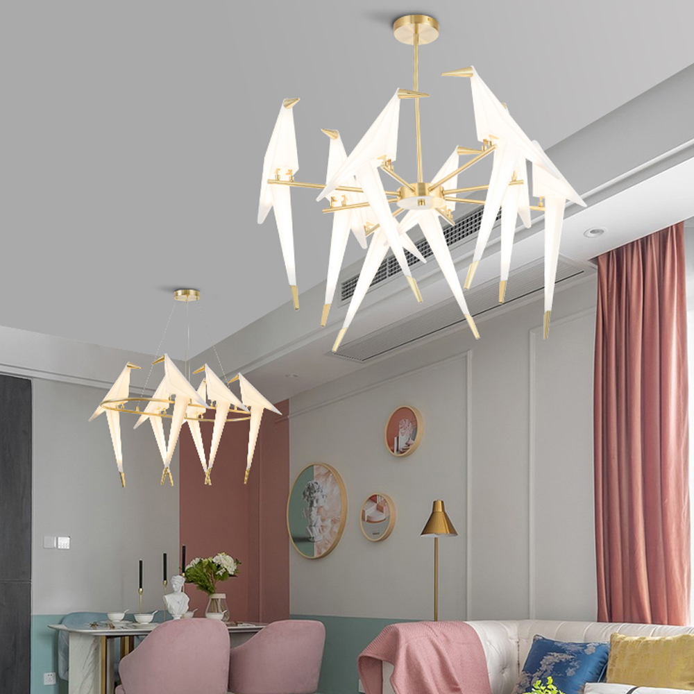 Dutch Minimalist Acrylic Ceiling Light Origami-Bird Pendant Lamps-Handwovenlamp