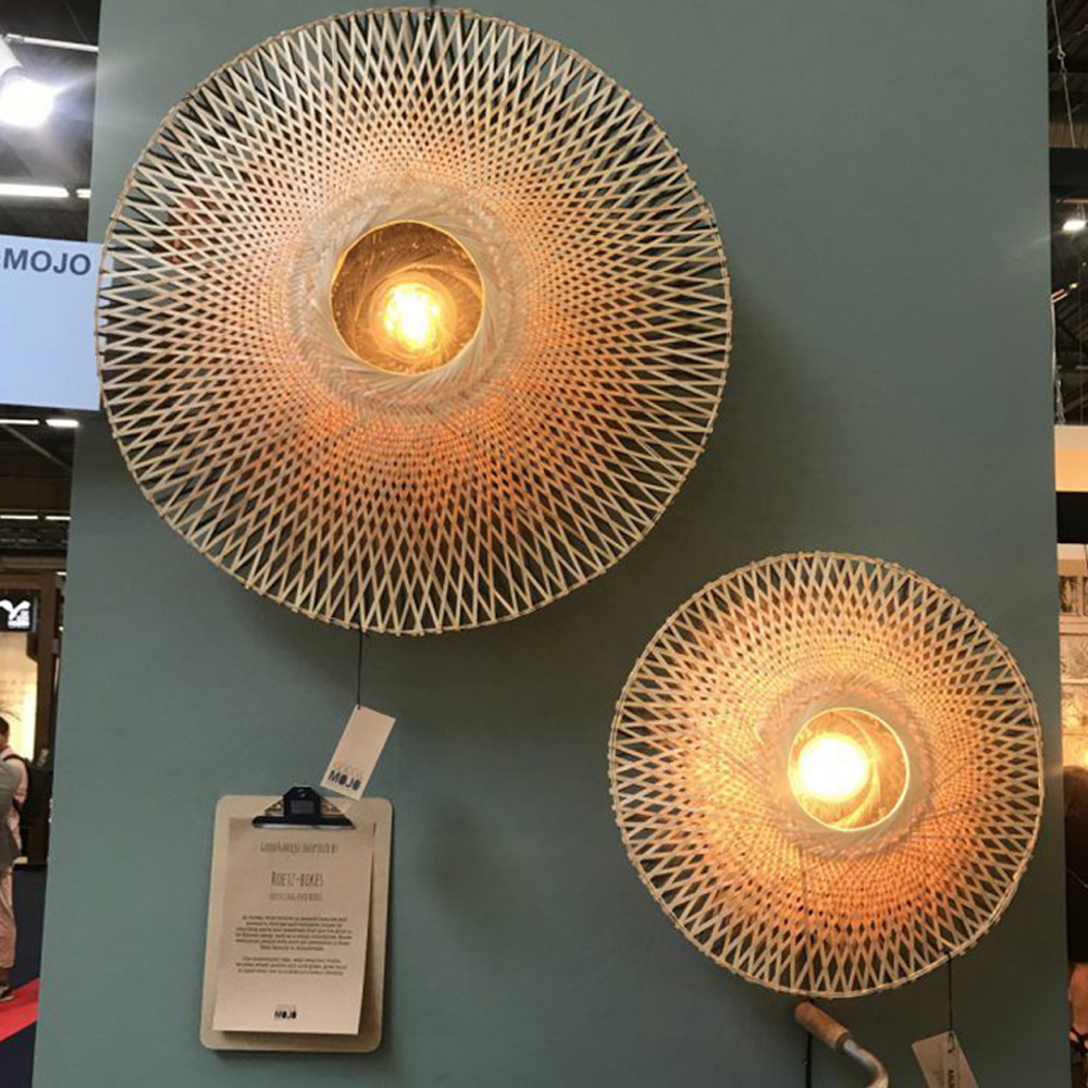 Wabi-sabi Wall Lamp Art Aisle Lighting Modern Bamboo Weaving Wall Sconce-Handwovenlamp