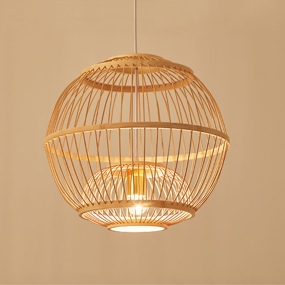 Japanese Style Hand-Woven Bamboo Lantern Chandelier Basket Ceiling Light Pendant-Handwovenlamp