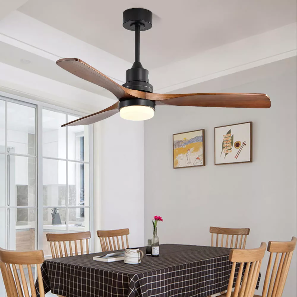 Nordic Variable Frequency Wooden Ceiling Fan Light Silent Smart Fan-Handwovenlamp