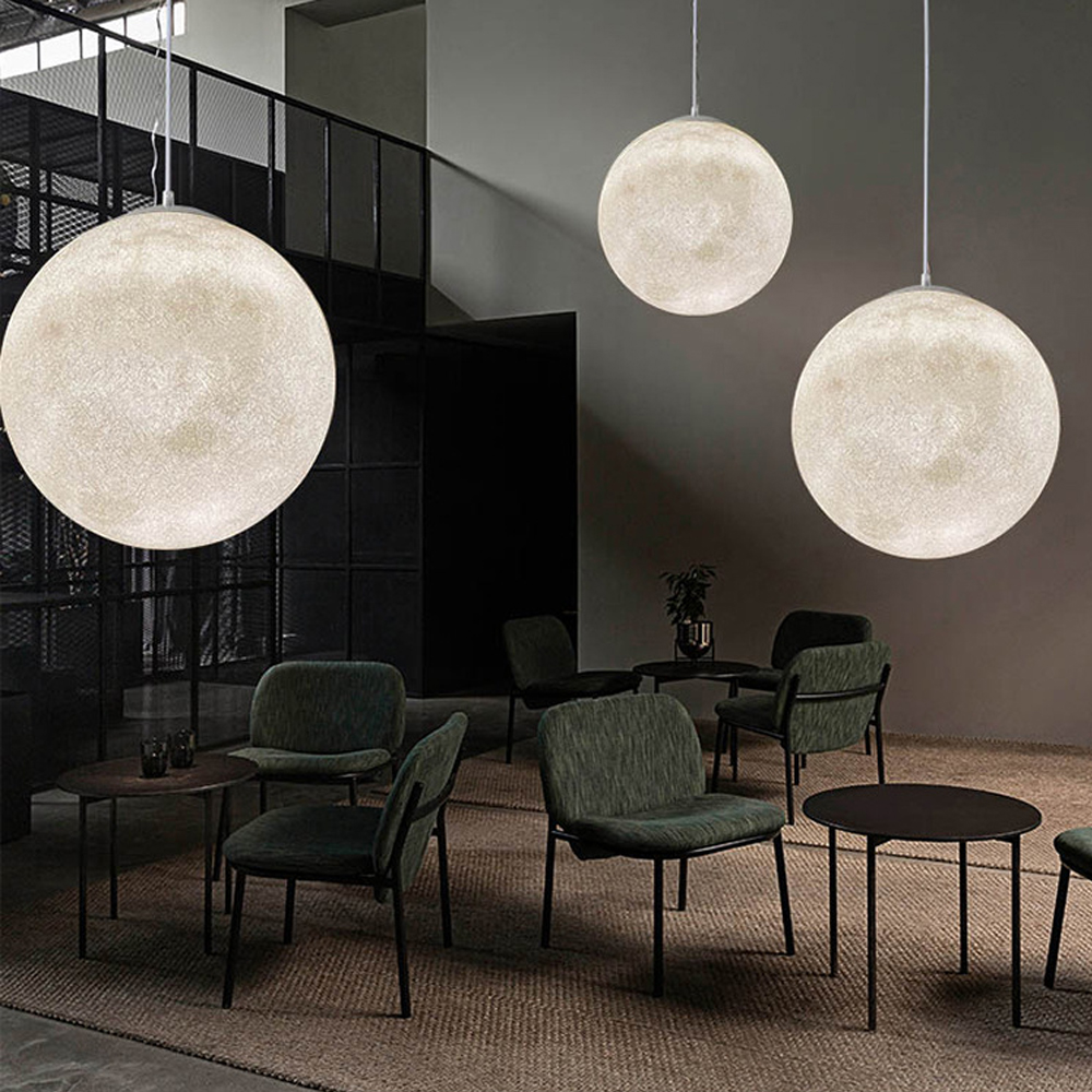 Quality Extra Large Moon Resin Globe Chandelier Nordic Ball Planet Restaurant Pendant Light-Handwovenlamp