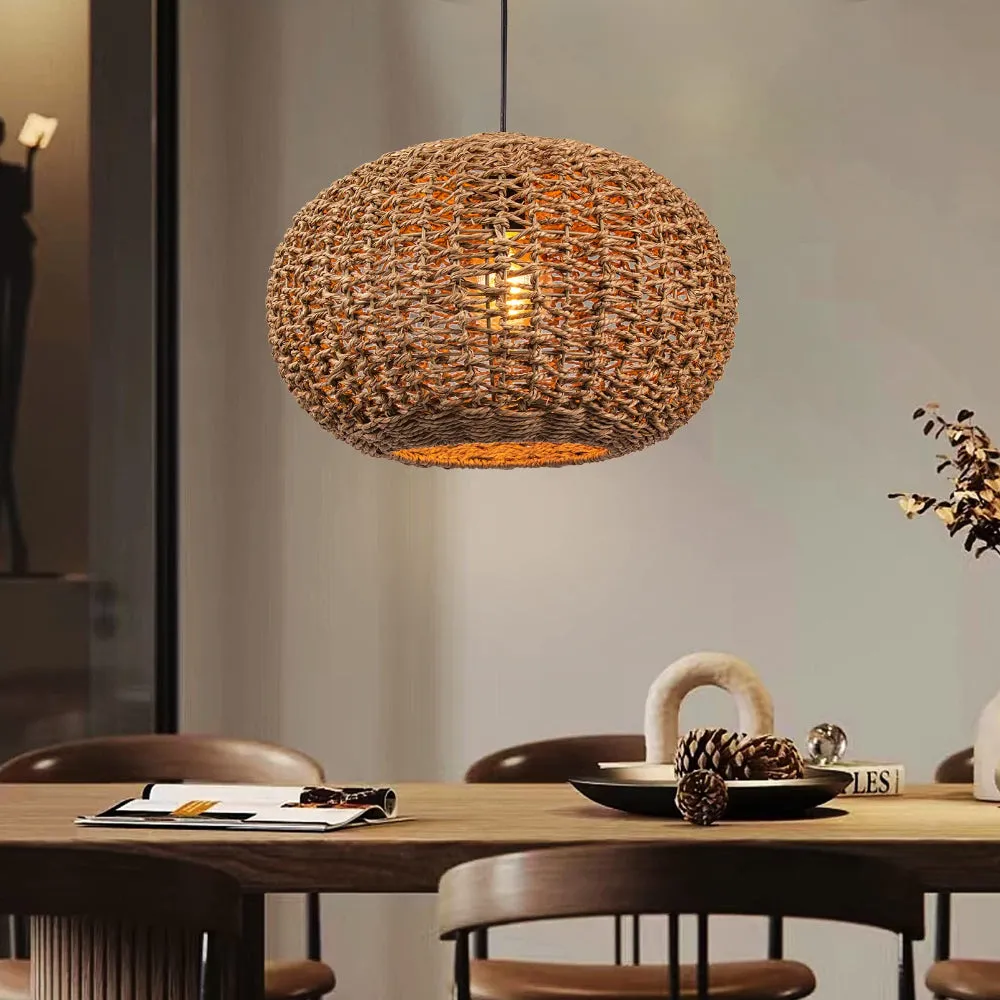 rattan wicker pendant light in kitchen island
