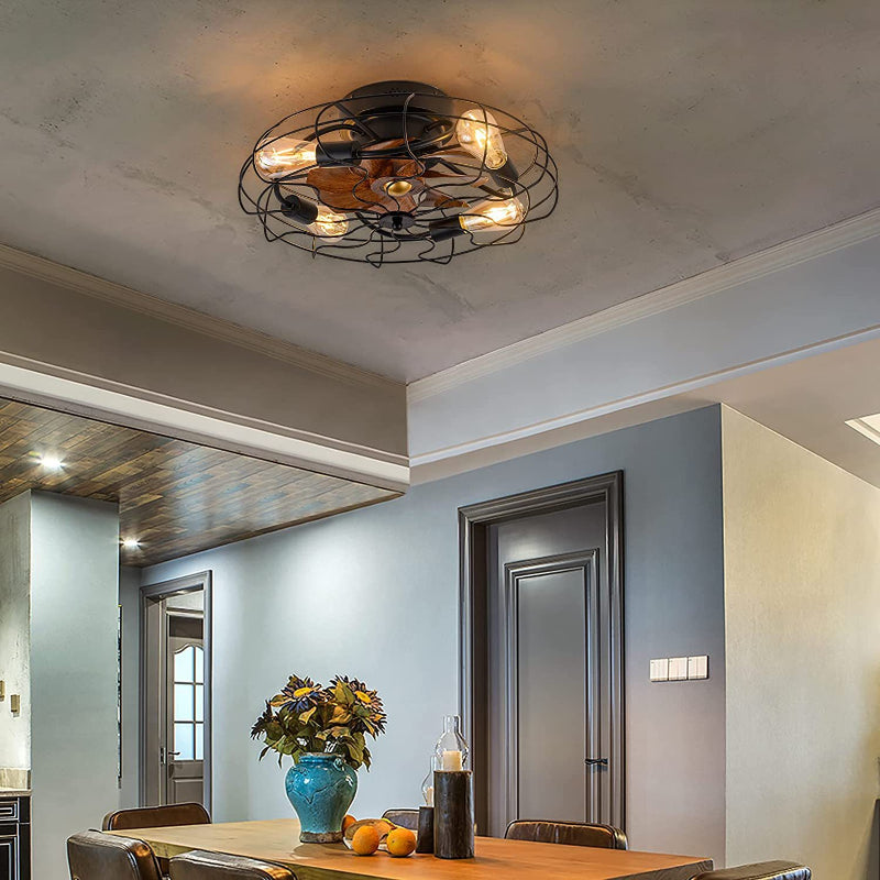Farmhouse Caged Ceiling Fan with Light Kit