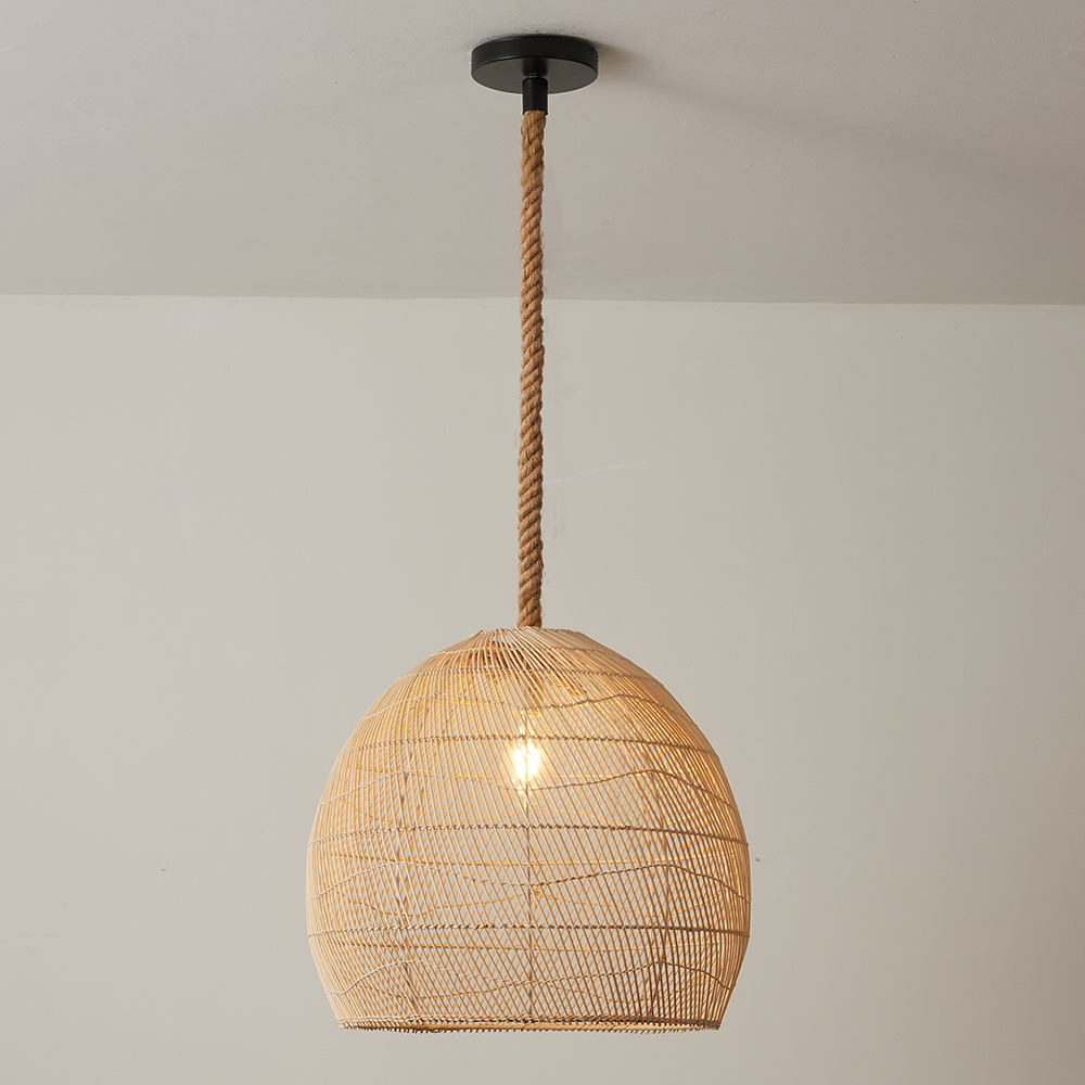 Handemade Rattan  Rope Light Pendant Lampshade For Kitchen Island-Handwovenlamp