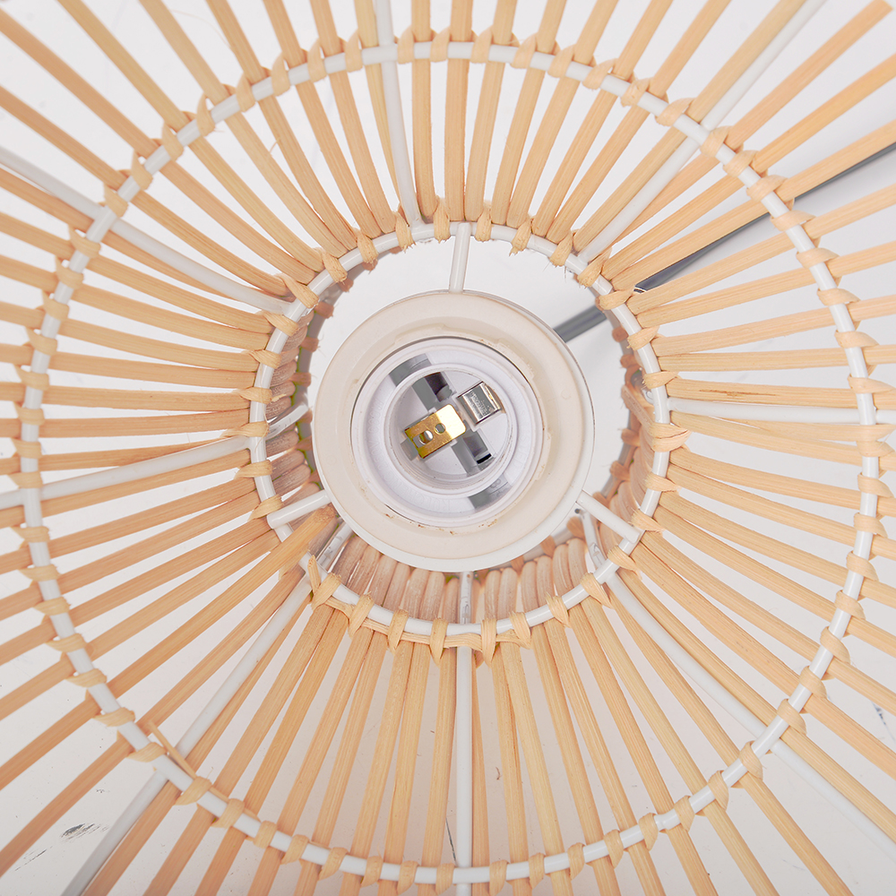 Popular Kitchen Island Decor Pendant Lamp Black White Rattan Lampshade-Handwovenlamp