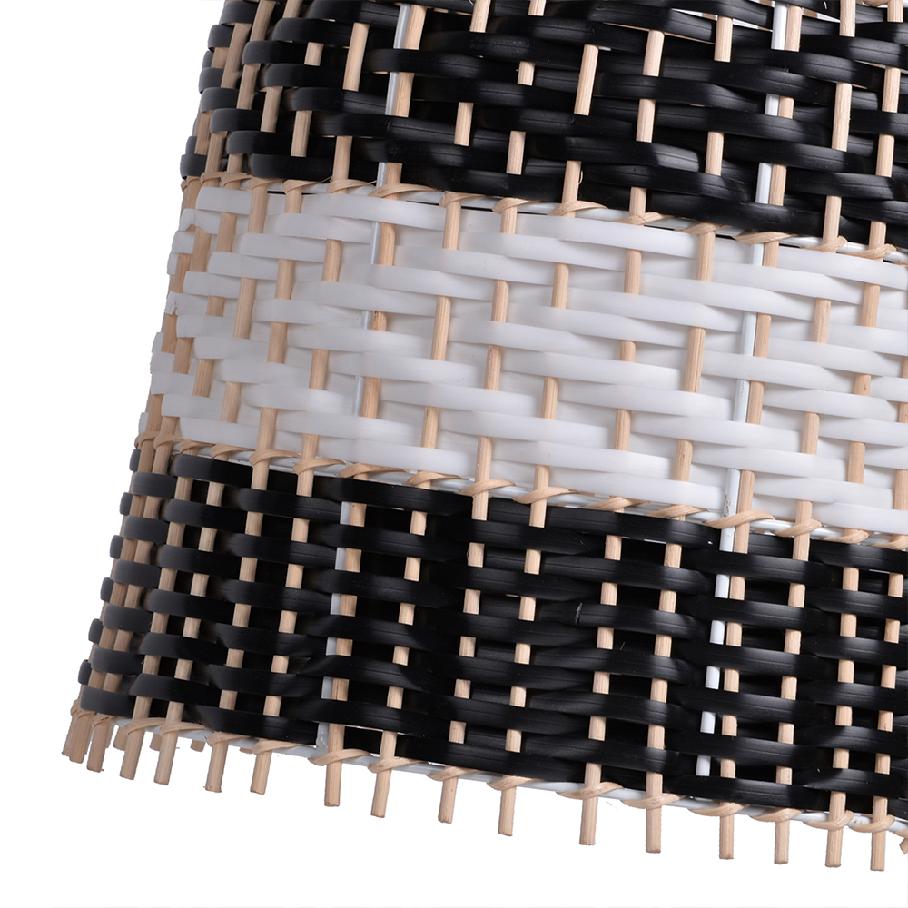 Popular Kitchen Island Decor Pendant Lamp Black White Rattan Lampshade-Handwovenlamp