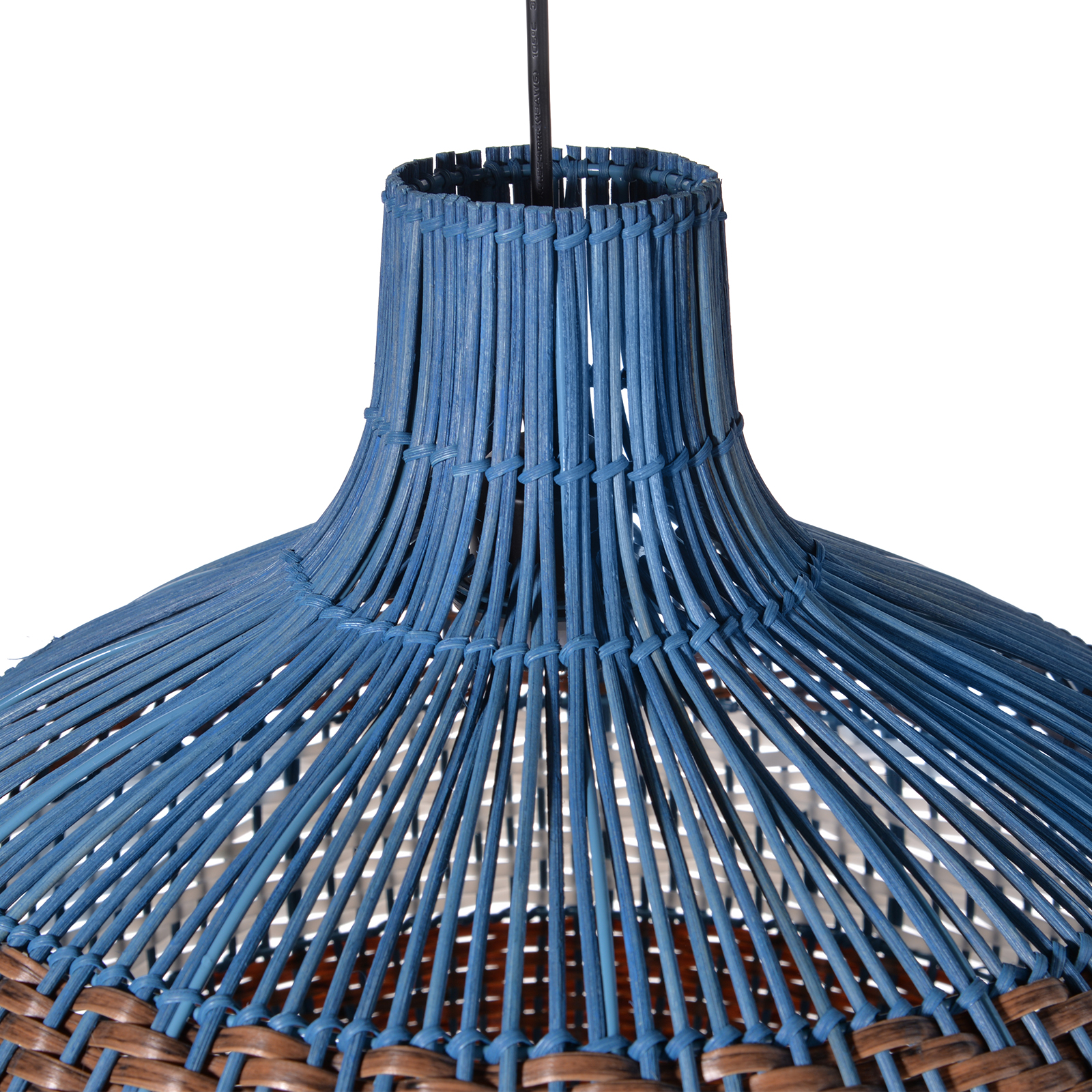 Handmade Kitchen Island Rattan Pendant Light Restaurant Blue Chandelier-Handwovenlamp