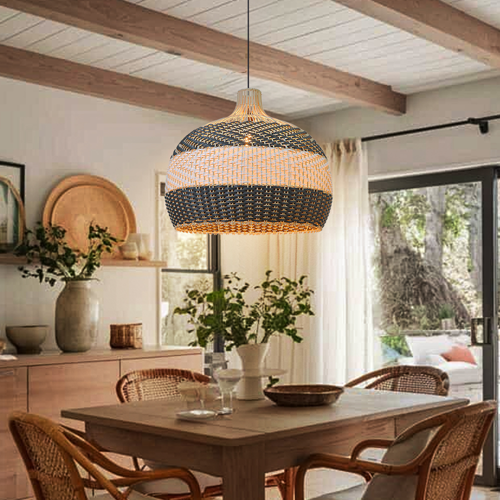 Resort Living Room Decoration Natural Rattan Pendant Chandelier-Handwovenlamp
