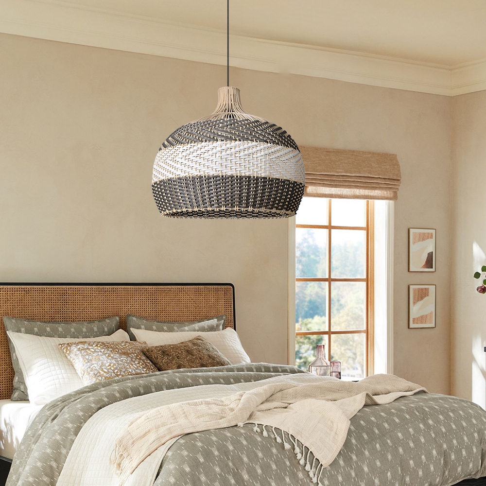 Resort Living Room Decoration Natural Rattan Pendant Chandelier-Handwovenlamp