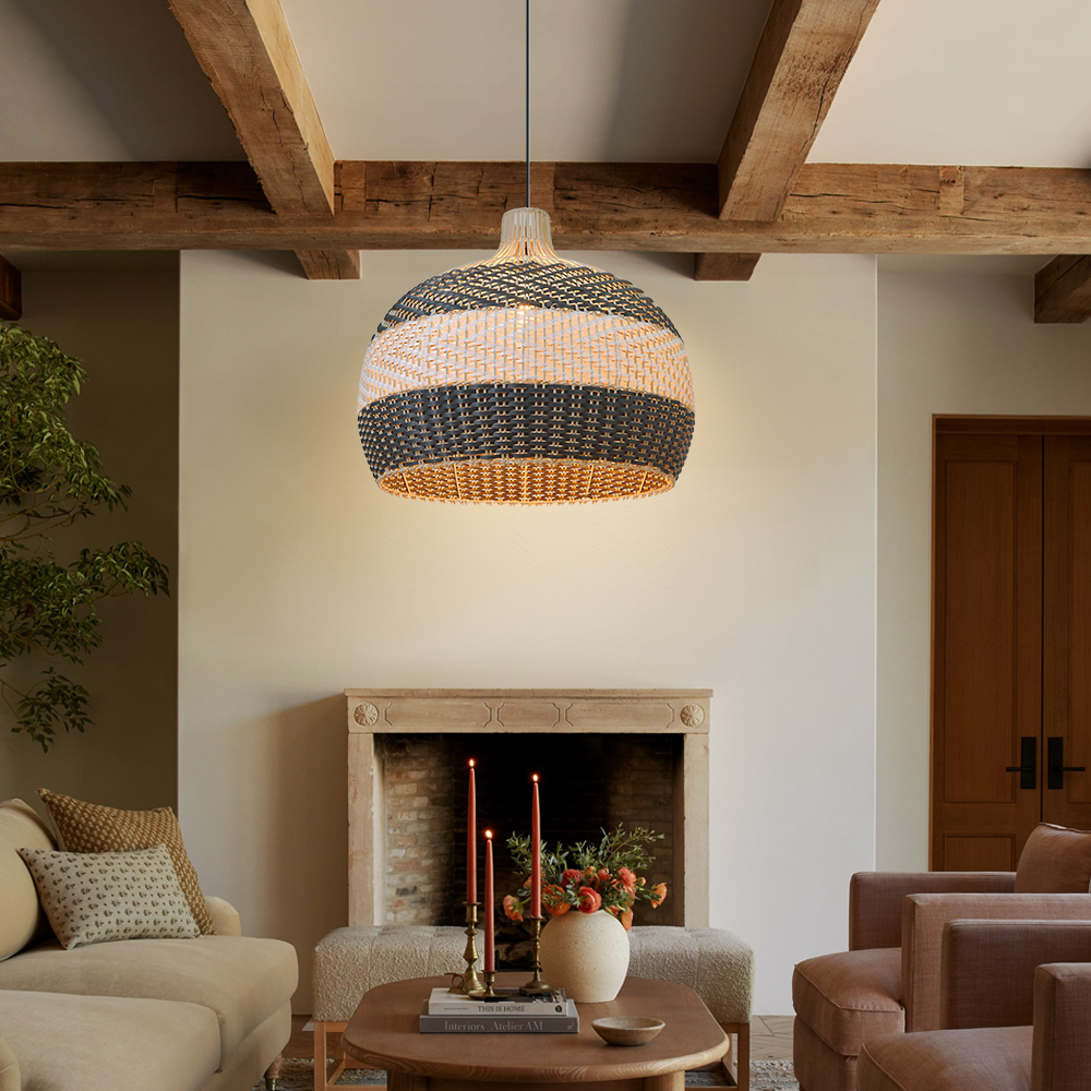 Resort Living Room Decoration Natural Rattan Pendant Chandelier-Handwovenlamp