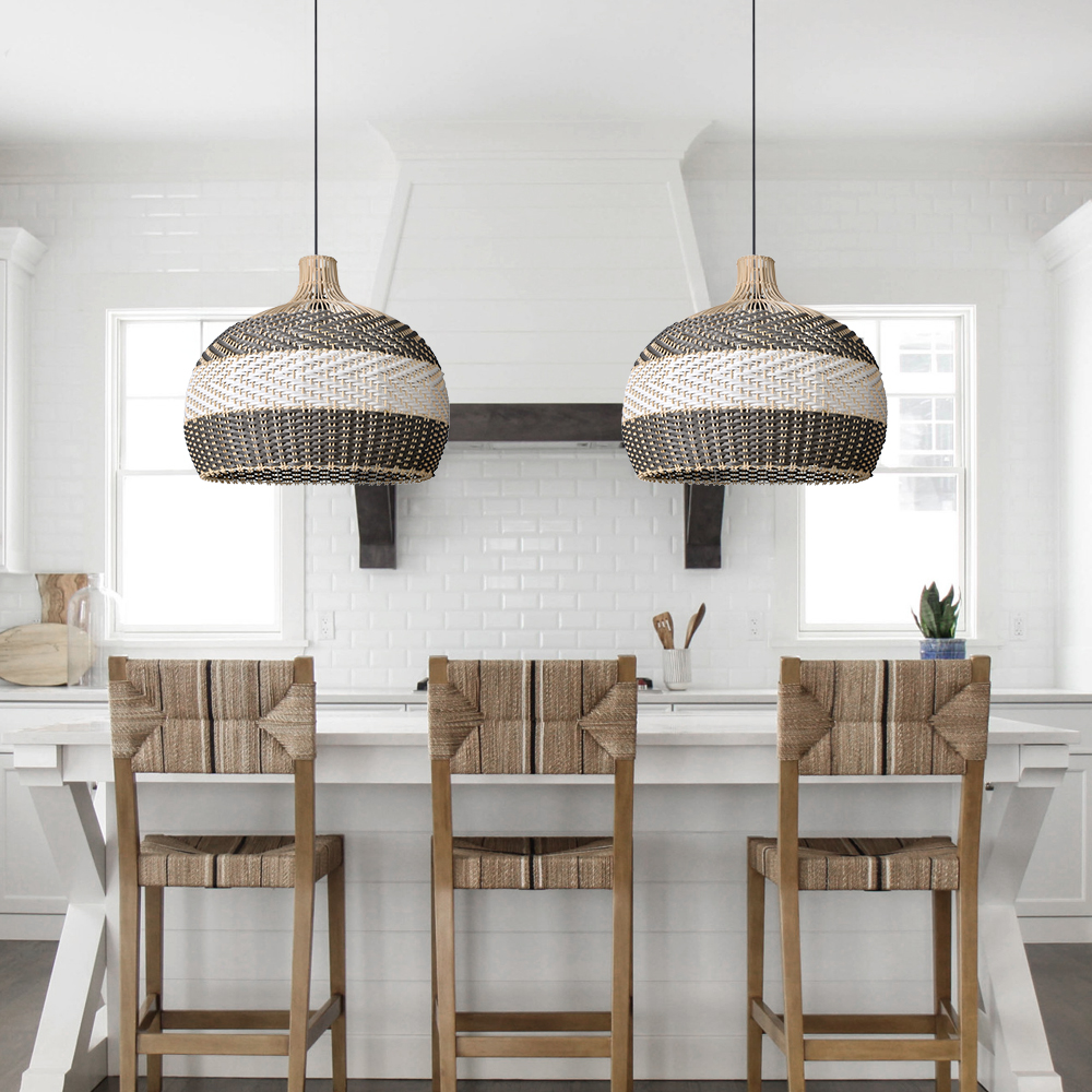 Resort Living Room Decoration Natural Rattan Pendant Chandelier-Handwovenlamp