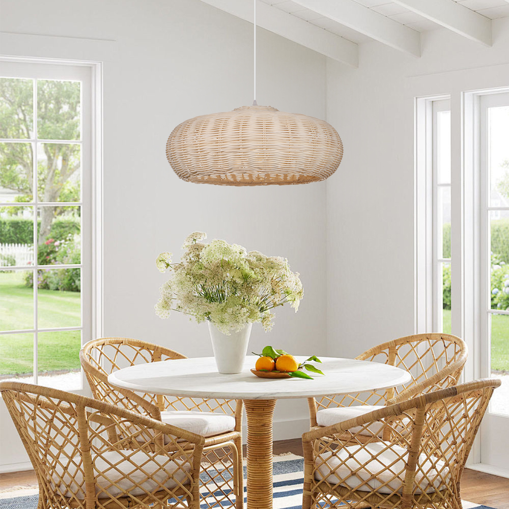 rattan wicker pendant light in dining room