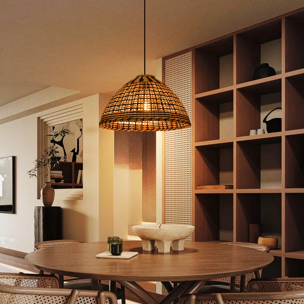 Classic Color Matching Rattan Chandelier For Dining Room-Handwovenlamp