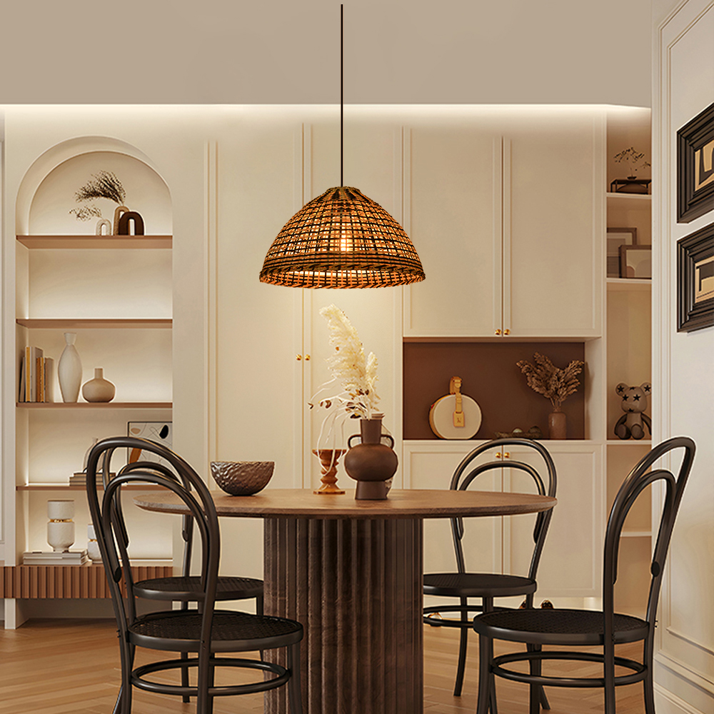 Classic Color Matching Rattan Chandelier For Dining Room-Handwovenlamp